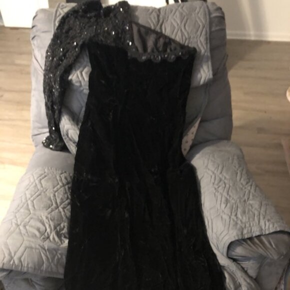 Vintage Jessica McClintock Lace and Velvet Dress - Picture 1 of 6